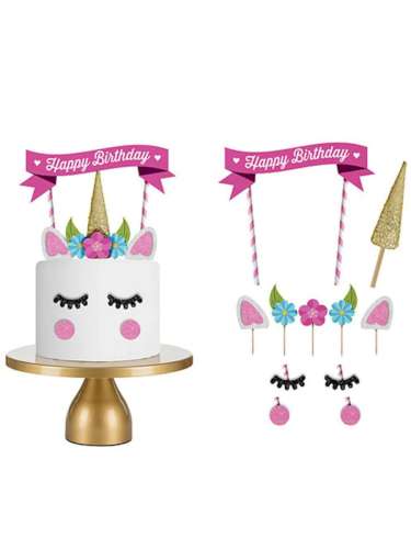 Unicorn Face Cake Topper Kit - Click Image to Close